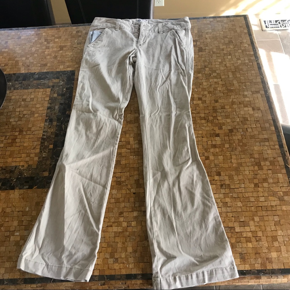 AE light khaki chino flare uniform pants
